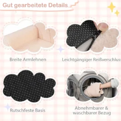 2 in 1 ausklappbares Kindersofa Kindersessel mit Schlaffunktion Kindercouch für Jungen Beige