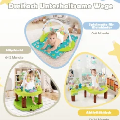 3-in-1 Baby Aktivitätszentrum mit Aktivitätstisch & Spielmatte ideal für 0-24 Monate Grün