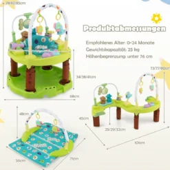 3-in-1 Baby Aktivitätszentrum mit Aktivitätstisch & Spielmatte ideal für 0-24 Monate Grün