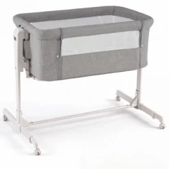 3 in 1 Baby Beistellbett Babybett mit 6-stufiger Höhenverstellung & 4 Räder bis zu 9 kg Belastbar Grau