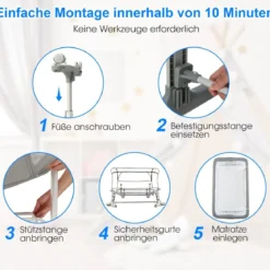 3 in 1 Babybett & Babywiege & Kinderbett mit Matratze Beistellbett mit Tragetasche Stubenwagen