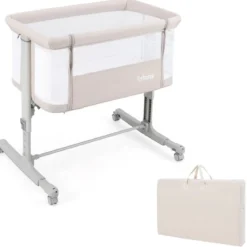 3 in 1 Babybett & Babywiege & Kinderbett mit Matratze Beistellbett mit Tragetasche Stubenwagen