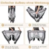 3 in 1 Babybett 2 Ebenen Reisebett mit Faltbarer Matratze & Wickelauflage & Rollen Dunkelgrau