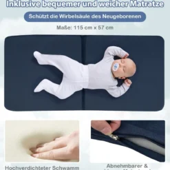 2 in 1 Babybett & Laufstall Klappbar Reisebett mit Matratze Marineblau