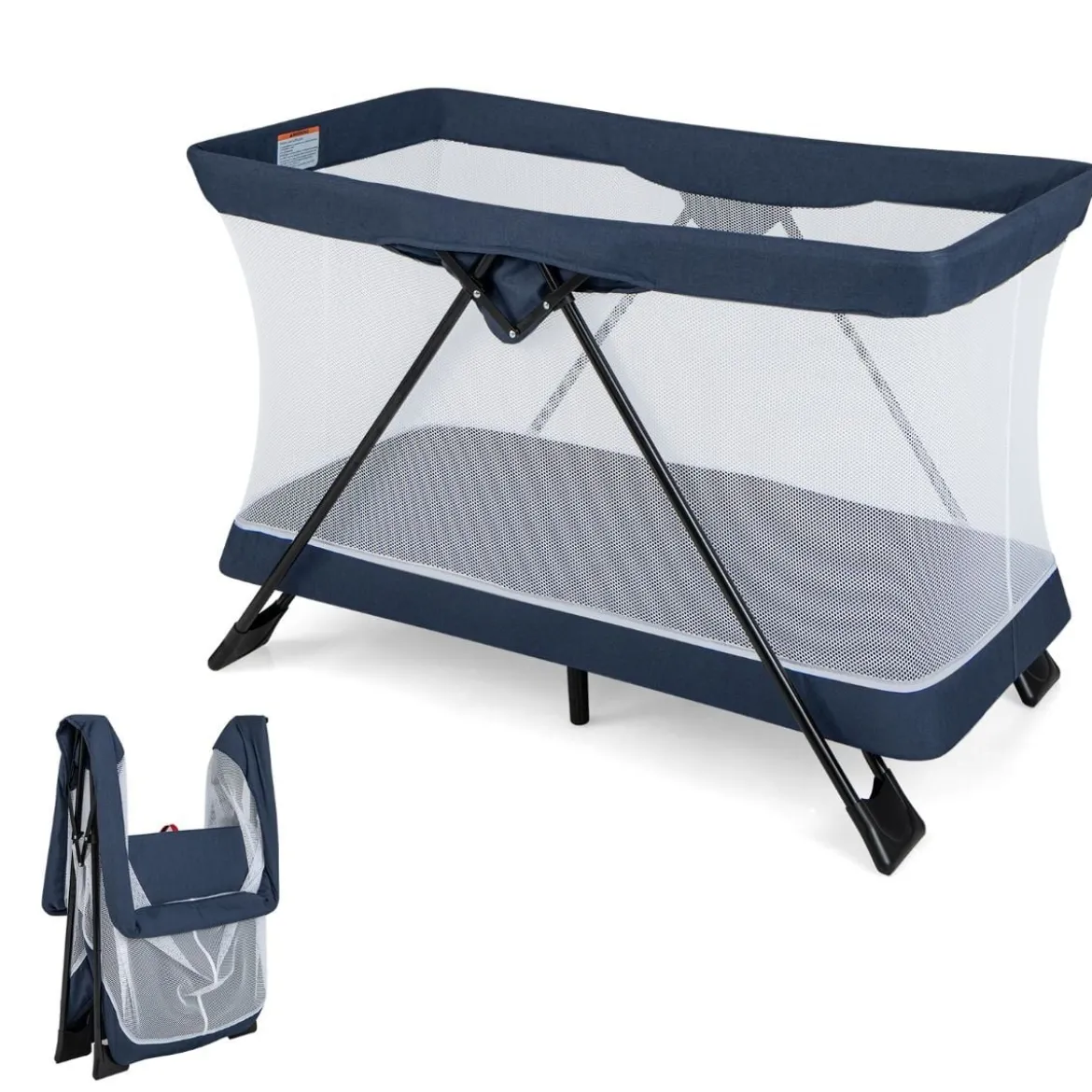 2 in 1 Babybett & Laufstall Klappbar Reisebett mit Matratze Marineblau
