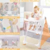 3-in-1-Babyhochstuhl mit 5-fach verstellbarer Fußstütze 3-fach verstellbarer Rückenlehne & 4 Universalrädern Beige