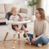 8 in 1 Baby Hochstuhl mit PU Kissen & 5 Punkt Gurt & Fußstütze & Abnehmbare Tablett Babystuhl