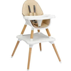 4-in-1 Babyhochstuhl mit Sicherheitsgurt & Abnehmbares Tablett Kindersitzgruppe Khaki