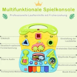 2 in 1 Baby-Lauflernhilfe Baby Walker mit höhenverstellbarem Handgriff 35,5 x 43 x 46-53 cm Bunt