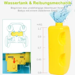 2 in 1 Baby-Lauflernhilfe Baby Walker mit höhenverstellbarem Handgriff 35,5 x 43 x 46-53 cm Bunt