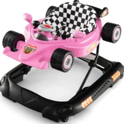 4 in 1 Baby Lauflernhilfe mit Verstellbarer Höhen & Abnehmbarem Spieltablett Autoförmige Lauflernwagen