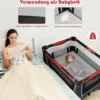 4-in-1-Baby-Laufstall Faltbares Deluxe-Babybett mit Rollen 103 x 72,5 x 112 cm Rot + Schwarz