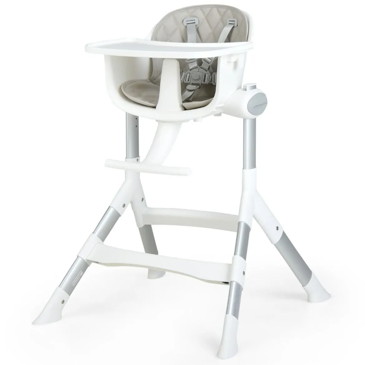 4 in 1 Babystuhl Babyhochstuhl Umwandelbar mit 5-Fach Verstellbarer Höhe Grau