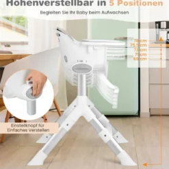 4 in 1 Babystuhl Babyhochstuhl Umwandelbar mit 5-Fach Verstellbarer Höhe Grau
