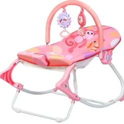 3 in 1 Babywippe & Babyschaukel & Babyliegestuhl Baby Schaukelwippe mit Vibrationsmodi Rosa