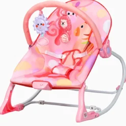 3 in 1 Babywippe & Babyschaukel & Babyliegestuhl Baby Schaukelwippe mit Vibrationsmodi Rosa