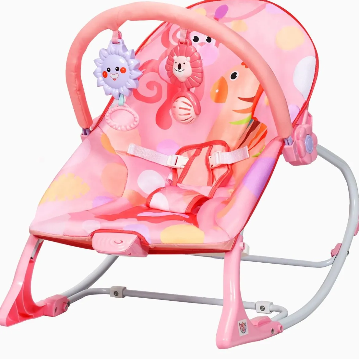 3 in 1 Babywippe & Babyschaukel & Babyliegestuhl Baby Schaukelwippe mit Vibrationsmodi Rosa