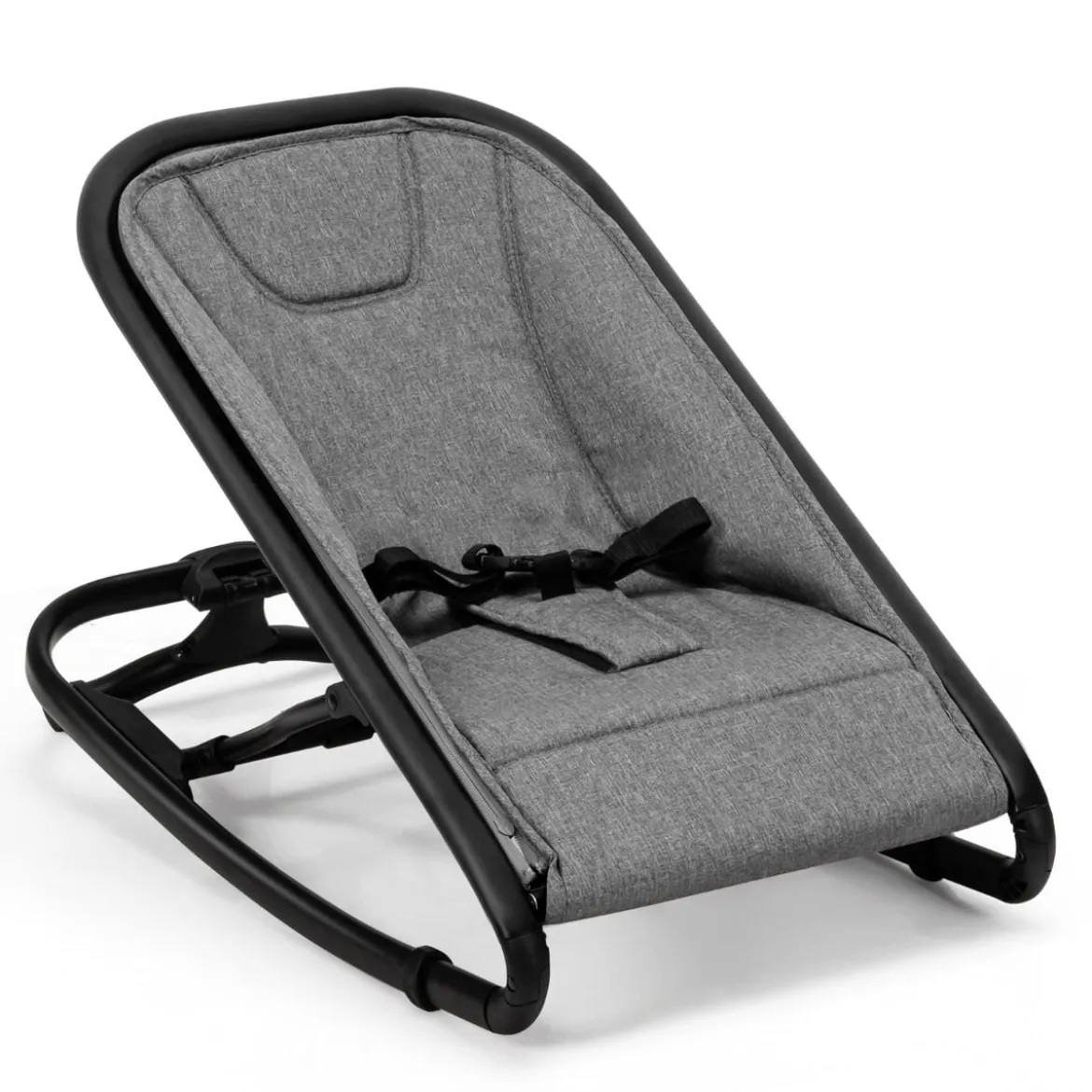 2 in 1 Babywippe und Babyschaukel klappbar Babyliegestuhl mit 2 verstellbaren Liegepositionen bis 15 kg Grau