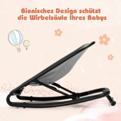 2 in 1 Babywippe und Babyschaukel klappbar Babyliegestuhl mit 2 verstellbaren Liegepositionen bis 15 kg Hellgrau