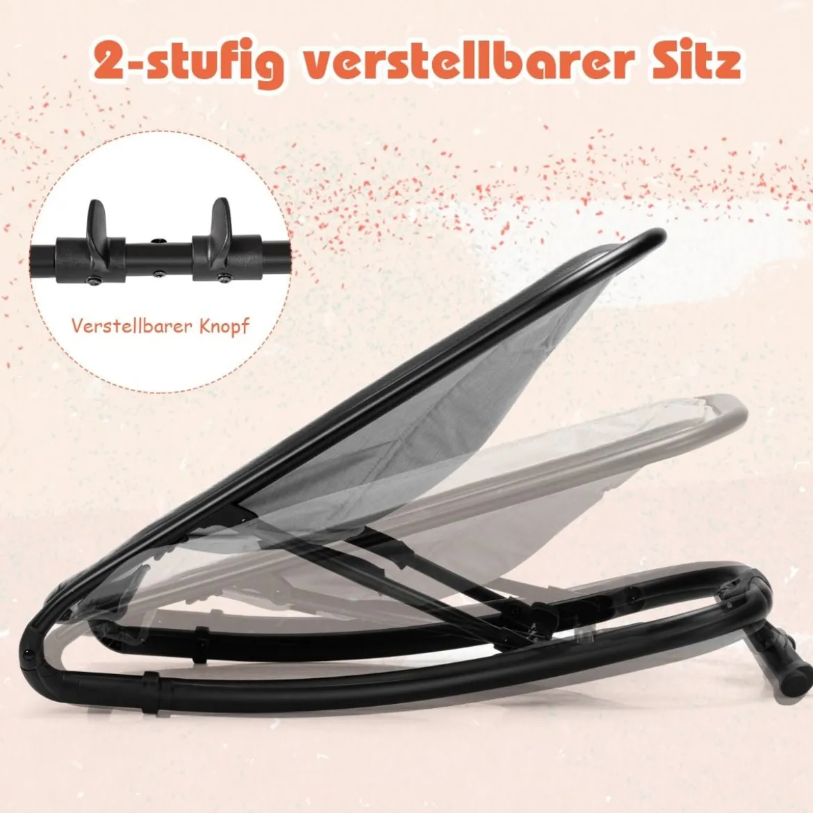 2 in 1 Babywippe und Babyschaukel klappbar Babyliegestuhl mit 2 verstellbaren Liegepositionen bis 15 kg Hellgrau