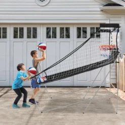 8 in 1 Basketballautomat Klappbarer Elektrischer Basketballständer Schießmaschine Weiß