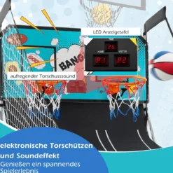 8 in 1 Basketballautomat Klappbarer Elektrischer Basketballständer Schießmaschine Grün
