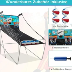8 in 1 Basketballautomat Klappbarer Elektrischer Basketballständer Schießmaschine Grün