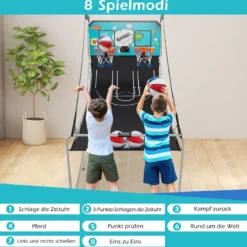 8 in 1 Basketballautomat Klappbarer Elektrischer Basketballständer Schießmaschine Grün