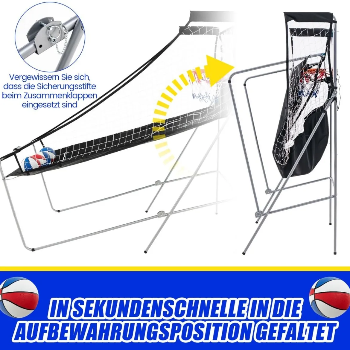 8 in 1 Basketballautomat mit 4 Bällen & Luftpumpe & 8 Spielmodi Arcade Basketballspiele Rot