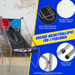 8 in 1 Basketballautomat mit 4 Bällen & Luftpumpe & 8 Spielmodi Arcade Basketballspiele Rot