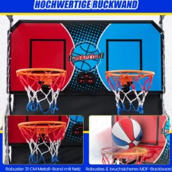 8 in 1 Basketballautomat mit 4 Bällen & Luftpumpe & 8 Spielmodi Arcade Basketballspiele Rot