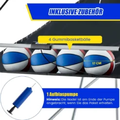 8 in 1 Basketballautomat mit 4 Bällen & Luftpumpe & 8 Spielmodi Arcade Basketballspiele Rot