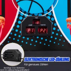 8 in 1 Basketballautomat mit 4 Bällen & Luftpumpe & 8 Spielmodi Arcade Basketballspiele Rot