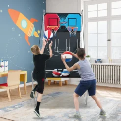 8 in 1 Basketballautomat mit 4 Bällen & Luftpumpe & 8 Spielmodi Arcade Basketballspiele Rot
