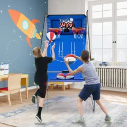8 in 1 Basketballautomat mit 4 Bällen & Luftpumpe & 8 Spielmodi Arcade Basketballspiele Dunkelblau