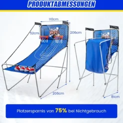 8 in 1 Basketballautomat mit 4 Bällen & Luftpumpe & 8 Spielmodi Arcade Basketballspiele Dunkelblau