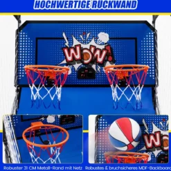 8 in 1 Basketballautomat mit 4 Bällen & Luftpumpe & 8 Spielmodi Arcade Basketballspiele Dunkelblau