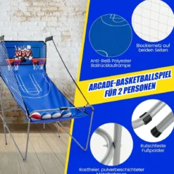 8 in 1 Basketballautomat mit 4 Bällen & Luftpumpe & 8 Spielmodi Arcade Basketballspiele Dunkelblau