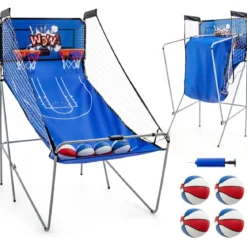 8 in 1 Basketballautomat mit 4 Bällen & Luftpumpe & 8 Spielmodi Arcade Basketballspiele Dunkelblau