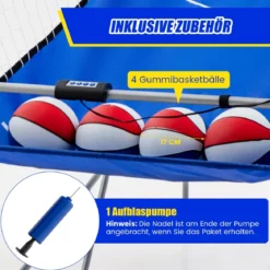 8 in 1 Basketballautomat mit 4 Bällen & Luftpumpe & 8 Spielmodi Arcade Basketballspiele Dunkelblau
