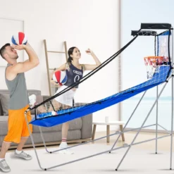 8 in 1 Basketballautomat mit 4 Bällen & Luftpumpe & 8 Spielmodi Arcade Basketballspiele Blau + Weiß