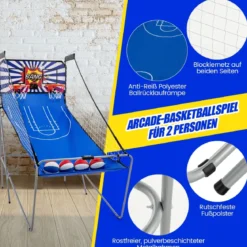 8 in 1 Basketballautomat mit 4 Bällen & Luftpumpe & 8 Spielmodi Arcade Basketballspiele Blau + Weiß