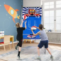 8 in 1 Basketballautomat mit 4 Bällen & Luftpumpe & 8 Spielmodi Arcade Basketballspiele Blau + Weiß