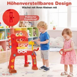 4 in 1 Basketballkorb mit Musik & Licht für Kinder ab 12 Monaten 62 - 70 cm Höhenverstellbar Rot