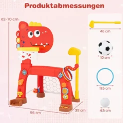 4 in 1 Basketballkorb mit Musik & Licht für Kinder ab 12 Monaten 62 - 70 cm Höhenverstellbar Rot