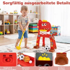 4 in 1 Basketballkorb mit Musik & Licht für Kinder ab 12 Monaten 62 - 70 cm Höhenverstellbar Rot
