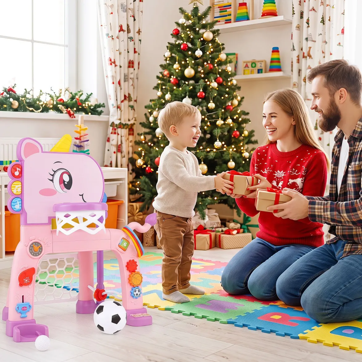 4 in 1 Basketballkorb mit Musik & Licht für Kinder ab 12 Monaten 62 - 70 cm Höhenverstellbar Rosa