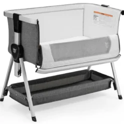 3 in 1 Beistellbett & Babywiege Babybett mit 7-fach verstellbarer Höhe Dunkelgrau