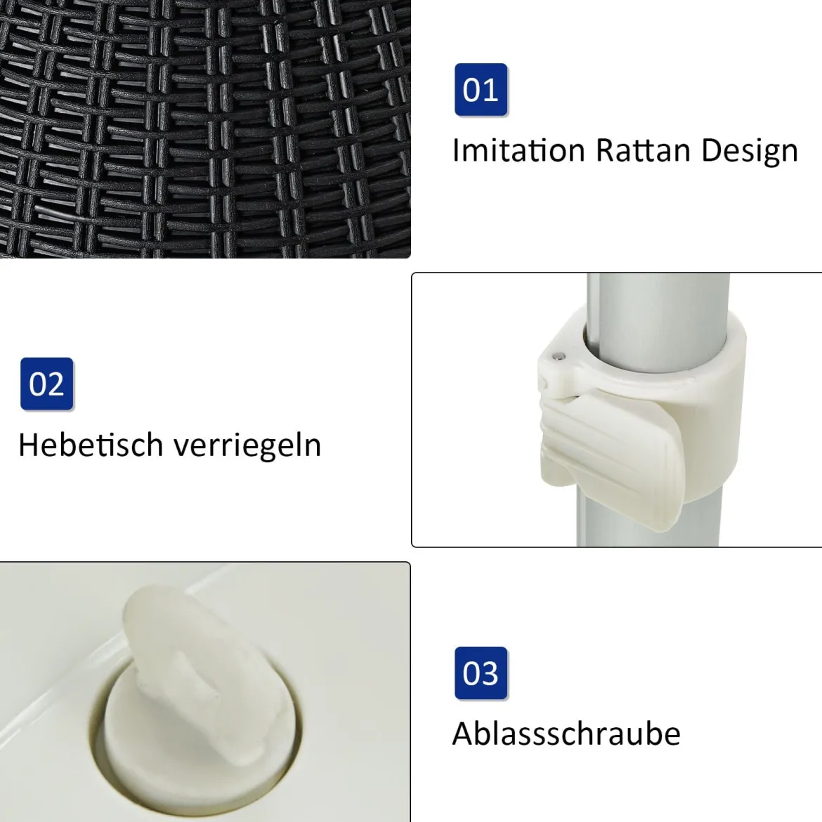 3 in 1 Beistelltisch 30L Kühlbox Hocker Gartentisch höhenverstellbar Eiskühler Schwarz