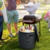 3 in 1 Beistelltisch 45L Kühlbox Hocker Getränkekühler Gartentisch 150KG belastbar Eiskühler Schwarz